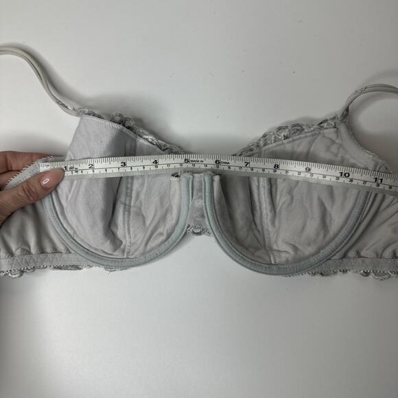 Vintage La Perla Coquette Floral Embroidered Lace Underwire Bra 36 Muted Blue - Picture 15 of 16